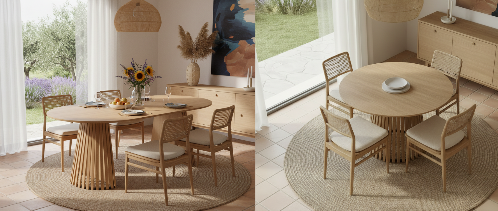 CARMEN tavolo da pranzo rotondo allungabile 4-10 persone gamba in legno 110-200 cm